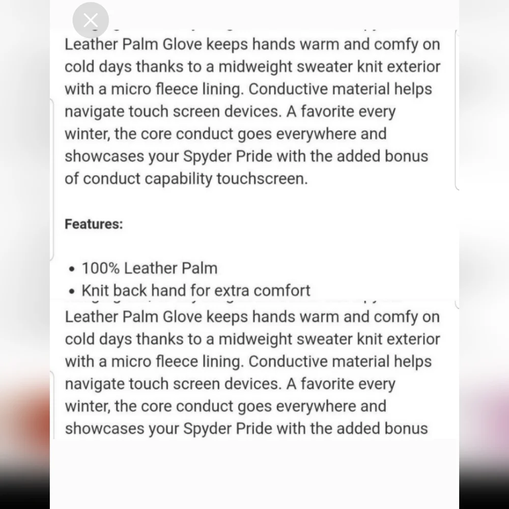 Spyder 100% leather palm gloves 1 PAIR pick medium - Picture 6 of 6